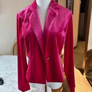 Allegra K Women's Velvet Blazer in Rich Pink